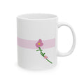 Pink Stripe Flower Mug in white ceramic