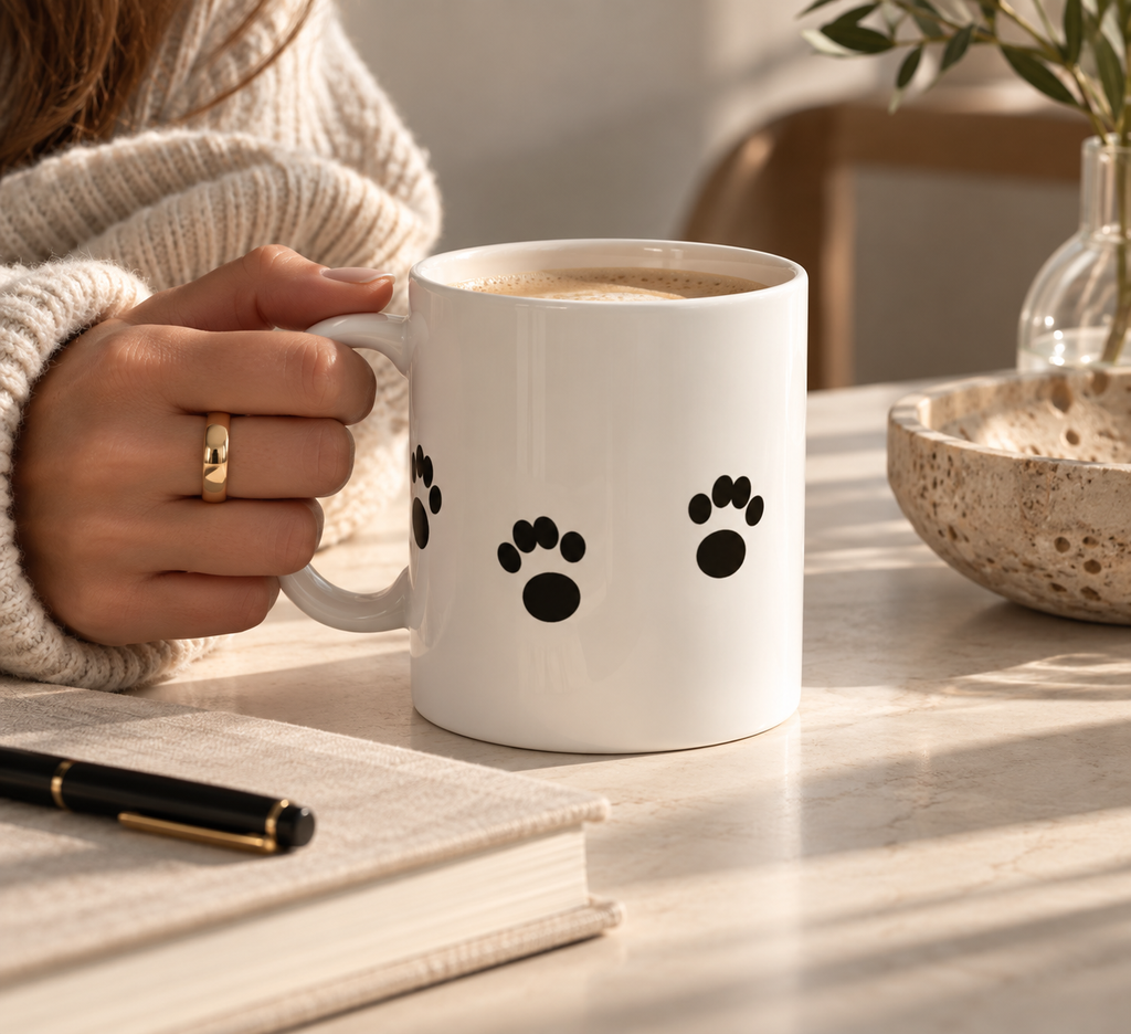 Black Paw Print Mug