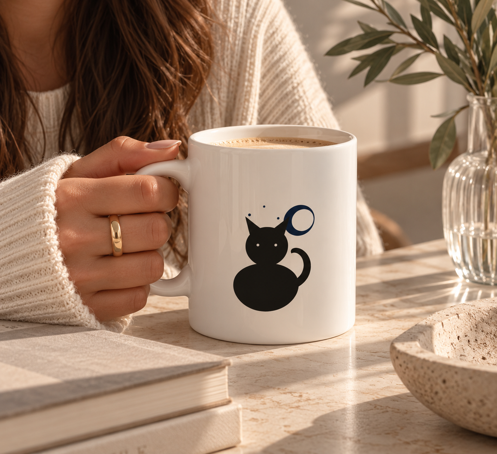 Cat and Moon Mug