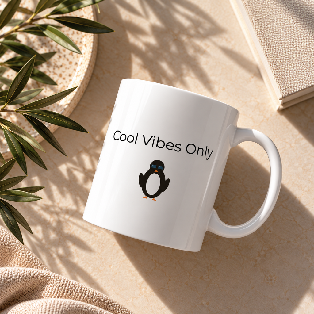 Cool Vibes Only Penguin Mug