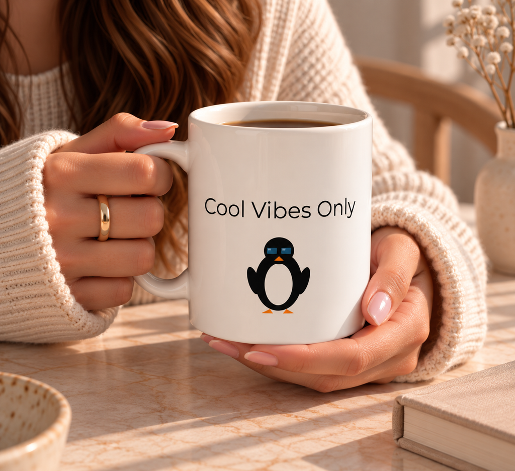 Cool Vibes Only Penguin Mug