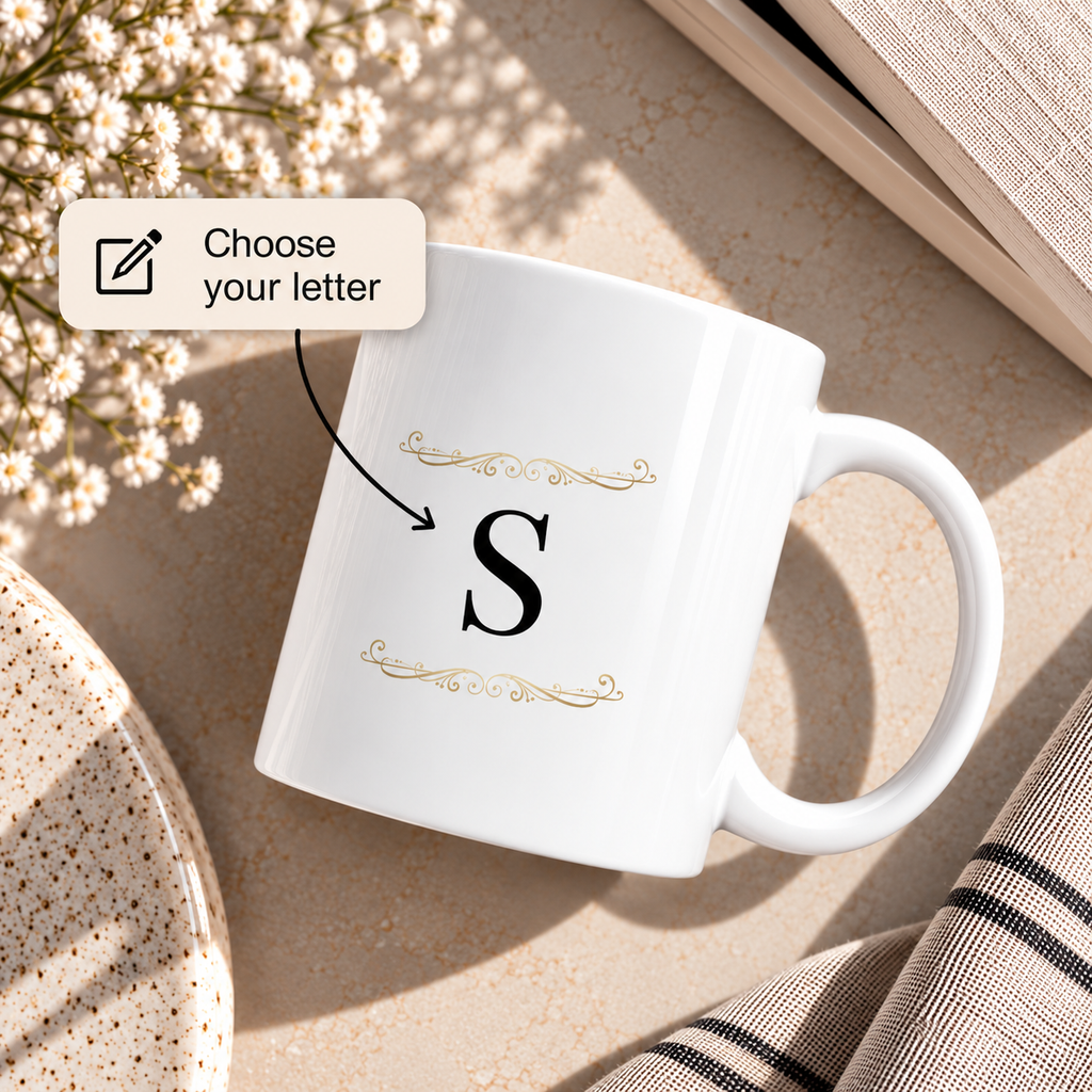 Personalized Gold Initial Mug